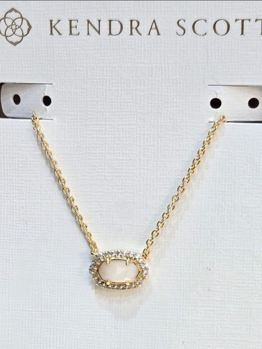 KENDRA SCOTT Chelsea 14K Gold & Mother-of-Pearl CZ Pendant Necklace NEW NWT